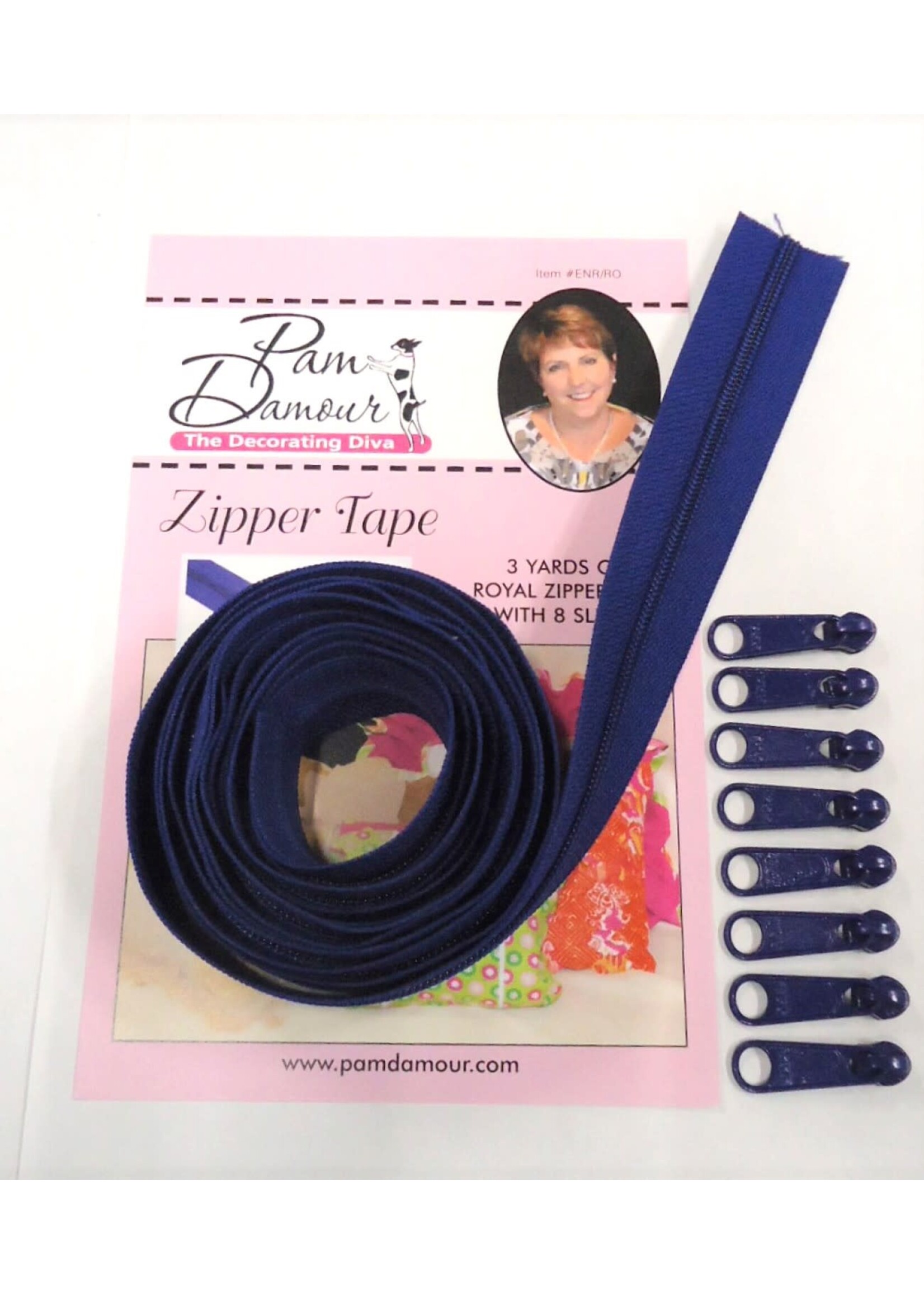 Pam Damour Zipper Tape - Royal Blue - 3 Yards - ENR/RO