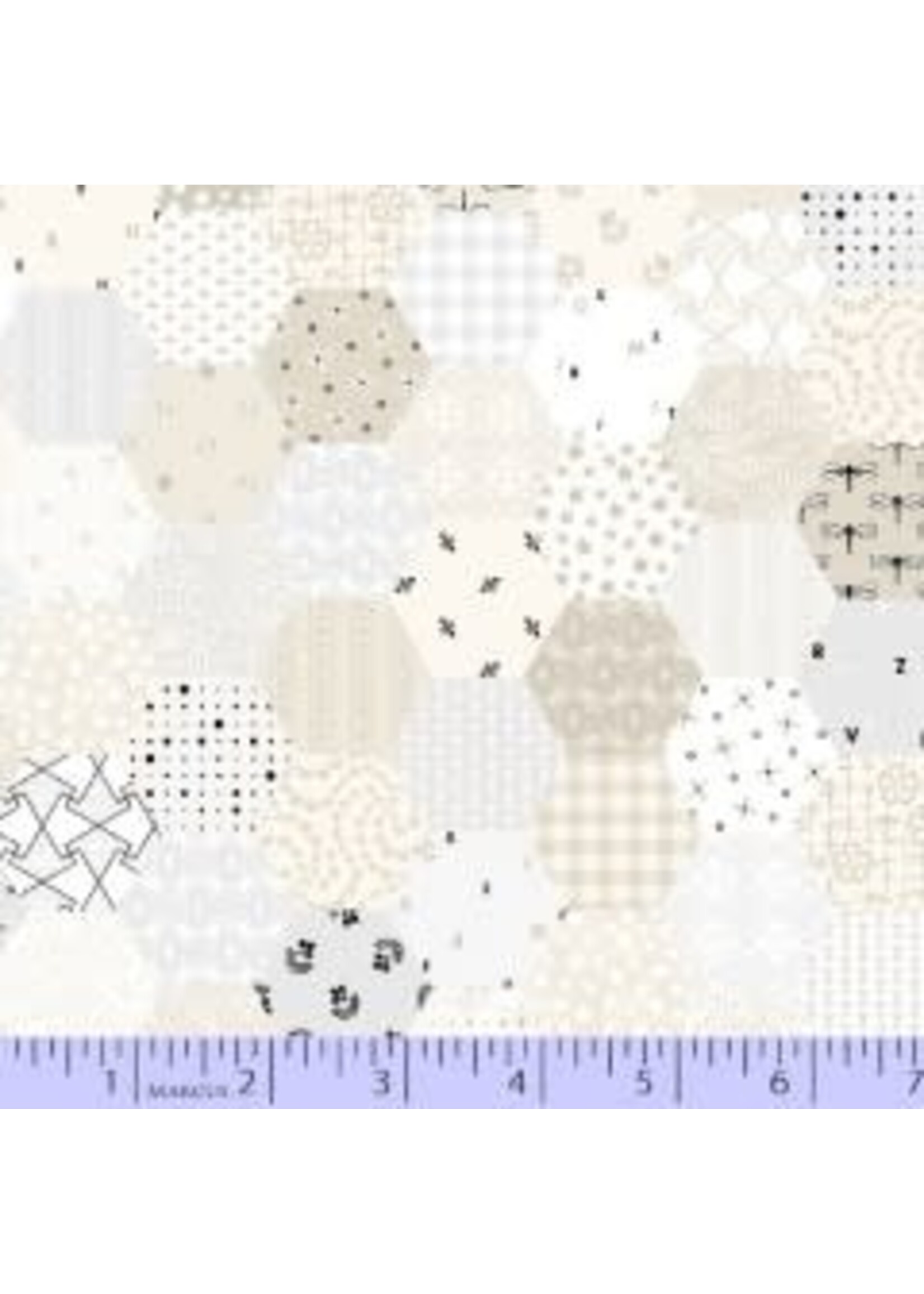 Marcus Fabrics Fade In - Cream Hexagon - Coupon - 100 cm x 110 cm