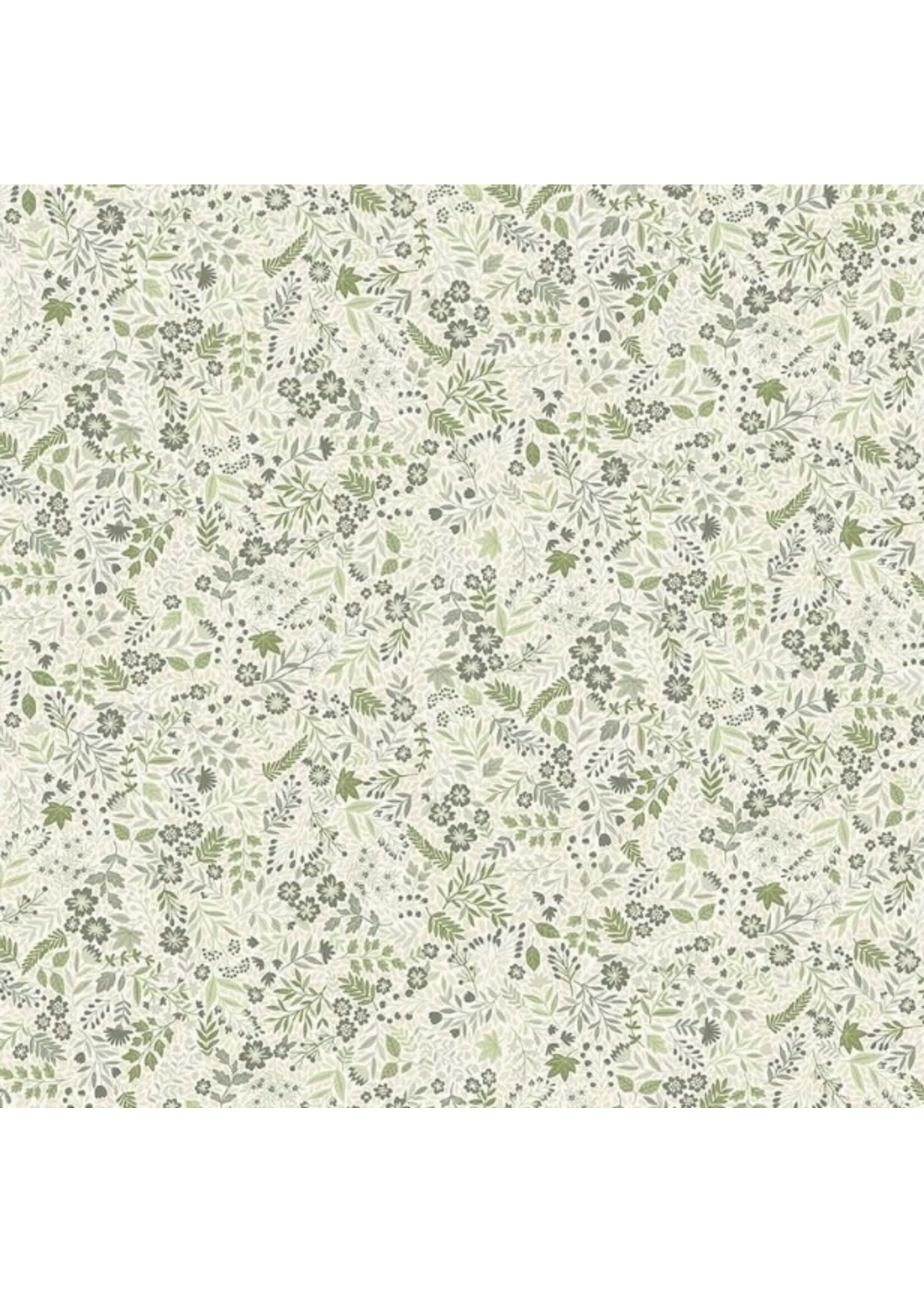 Andover Fabrics Foxwood - Wildflower - Green on Cream - 17GQ