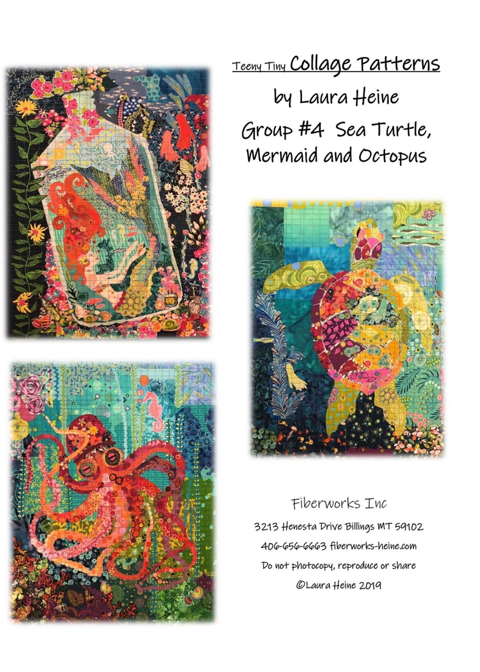Laura Heine Patroon Collage - 3 Teeny Tiny Patterns - Turtle Mermaid Octopus