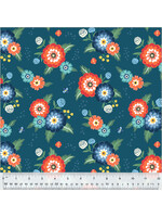 Windham Fabrics Clover & Dot - Dahlia Bouquets - Dark Blue - 538612