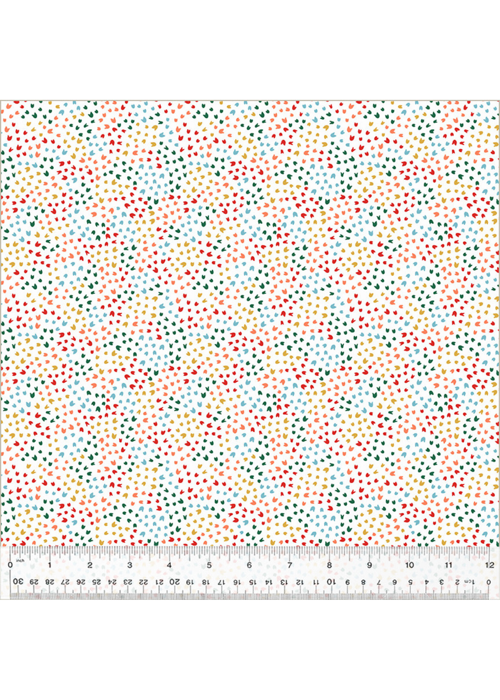 Windham Fabrics Clover & Dot - Scattered Petals - White - 538661