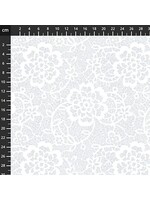 Stof Fabrics Touch of White V - White on White - Flowers & Leaves - 855-114