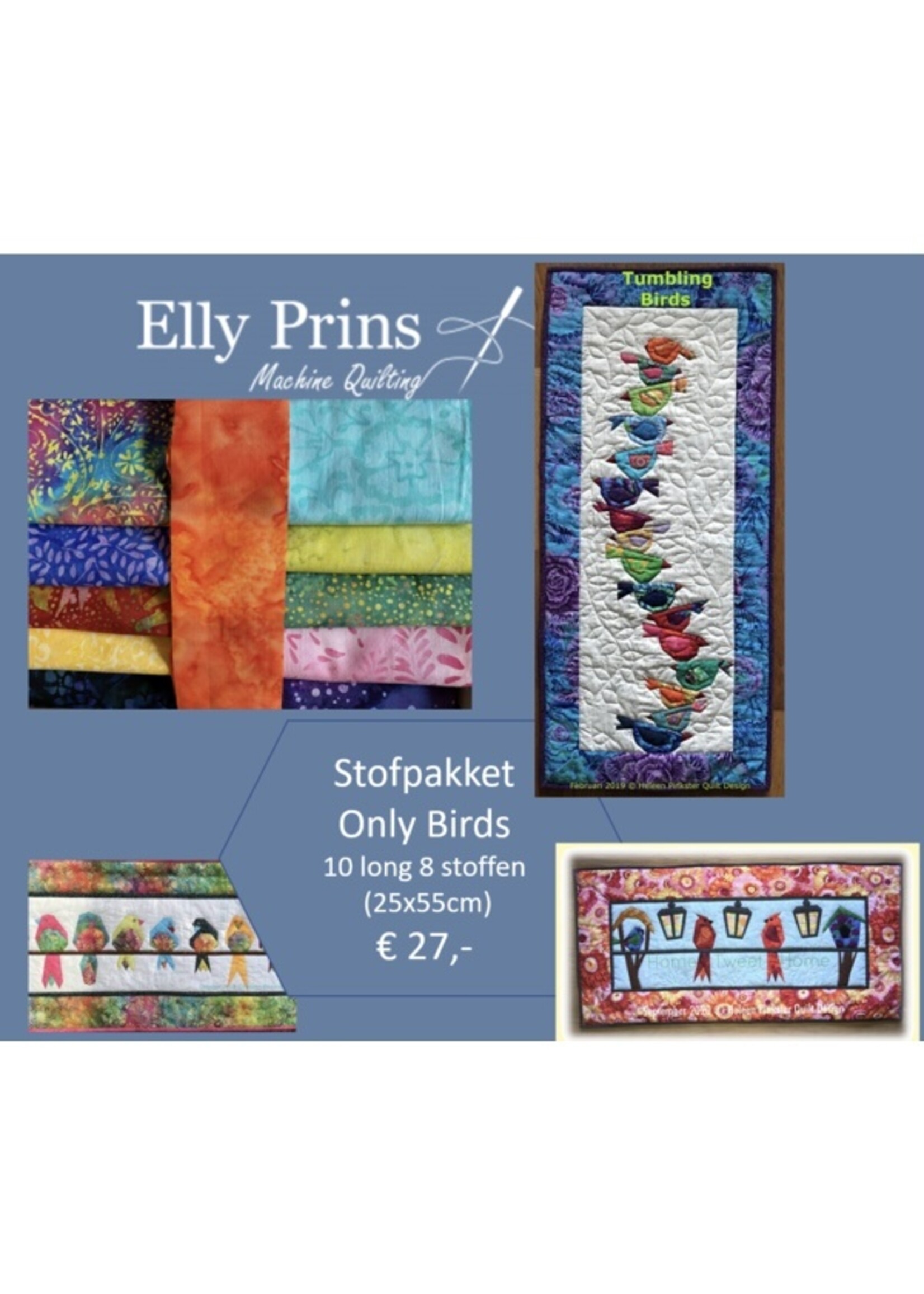 Heleen Pinkster Stofpakket - Heleen Pinkster - Only Birds - 10 long 8 stoffen ( 25x55cm)