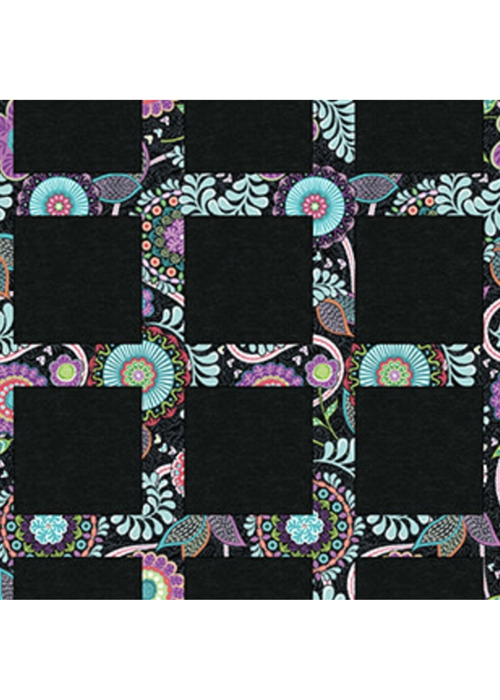 Benartex Studio Vibrancy - Endless Square - Charcoal - 3012
