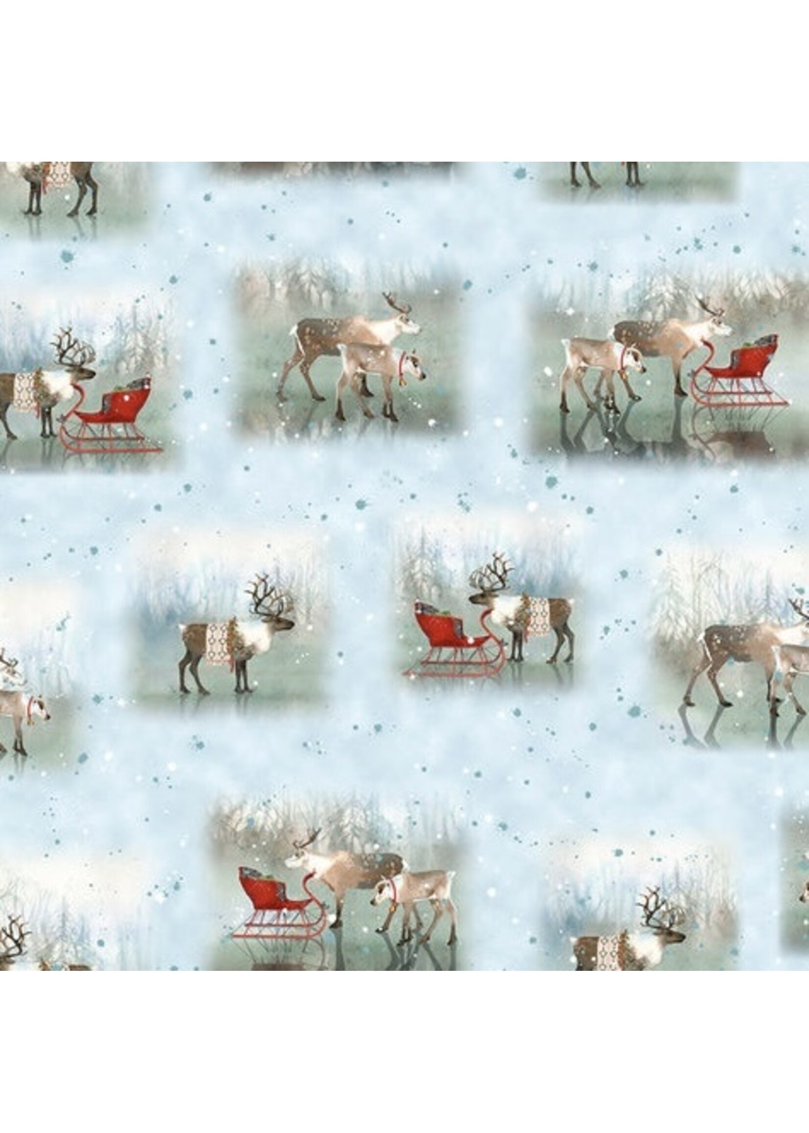 QT Fabrics Lake Caribou - Nordic Deer - Blue