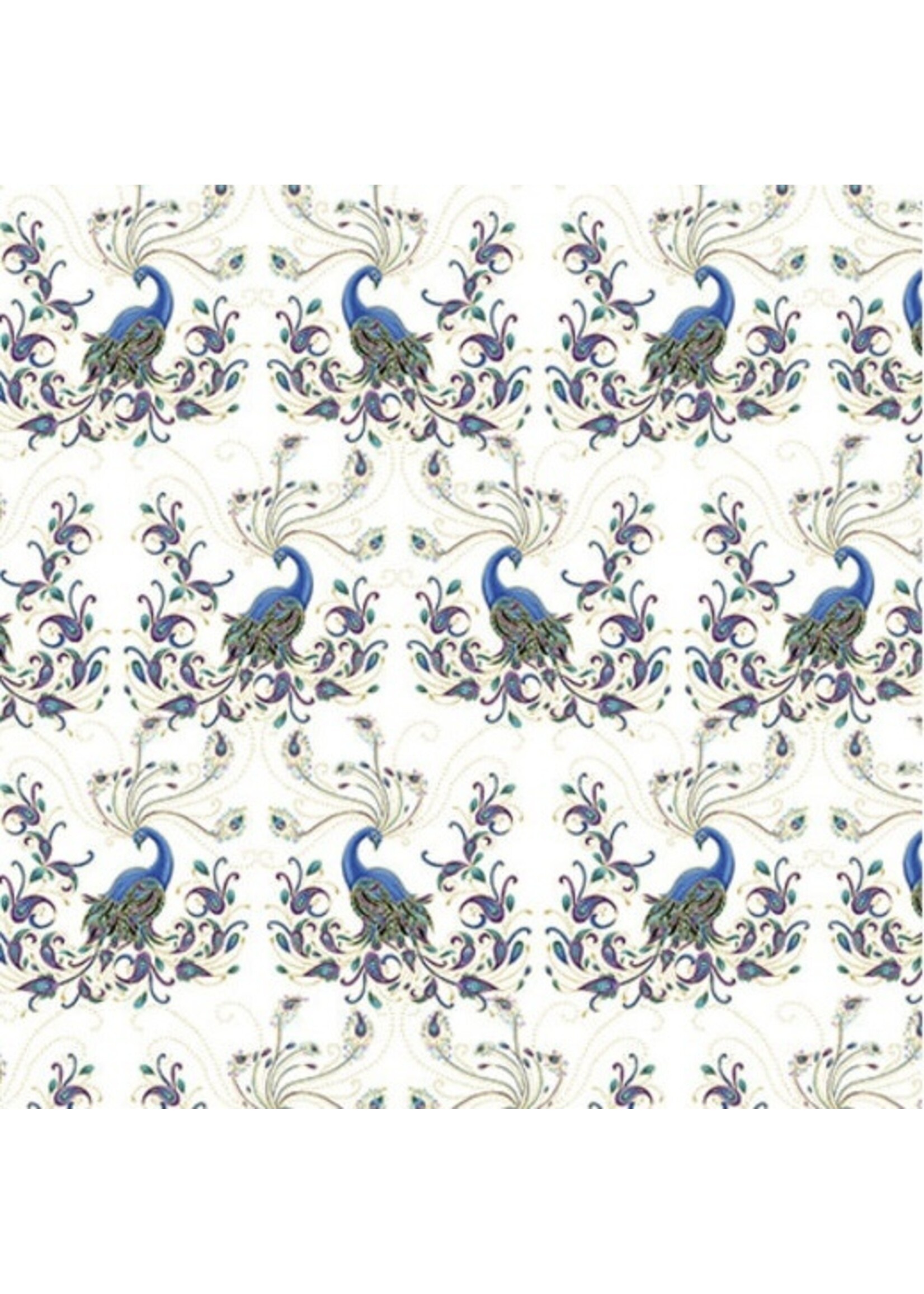Benartex Studio Peacock Flourish - Double Exposure - White