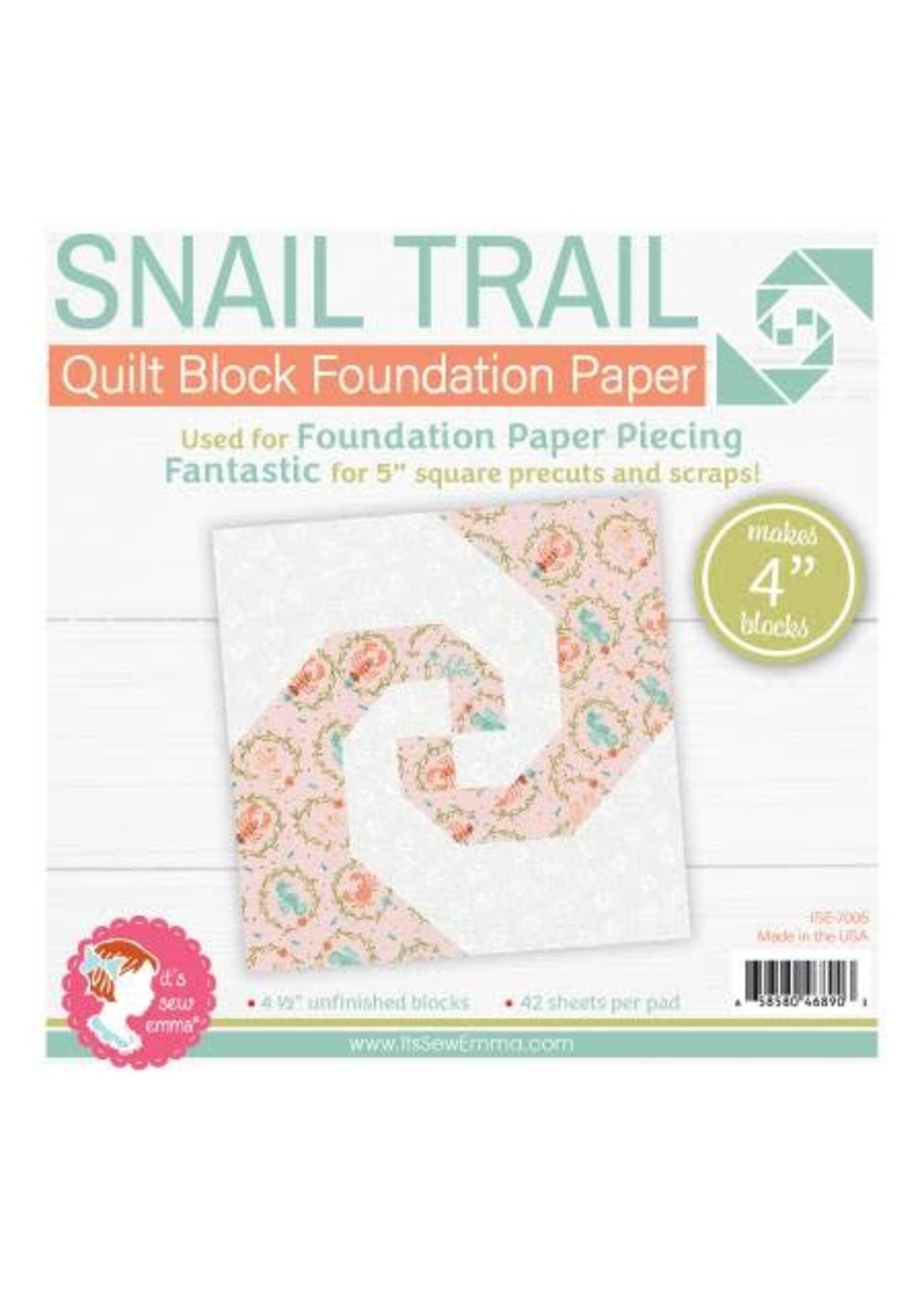 It's Sew Emma Snail Trail - Quilt Block Foundation Paper - 4 inch