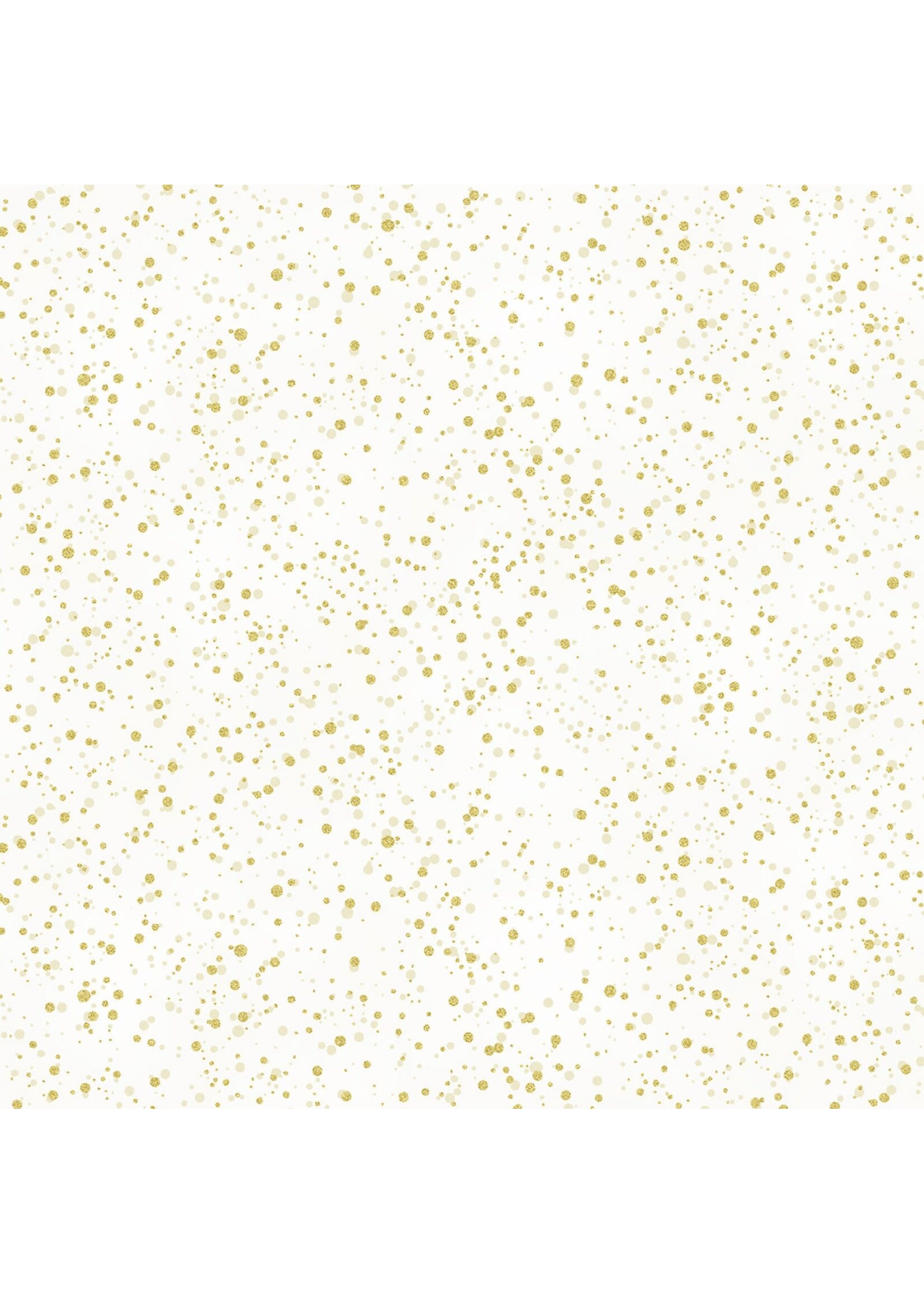 Hoffman Fabrics Winter's Eve - Natural-Gold Snow- Metallic - 3903-026