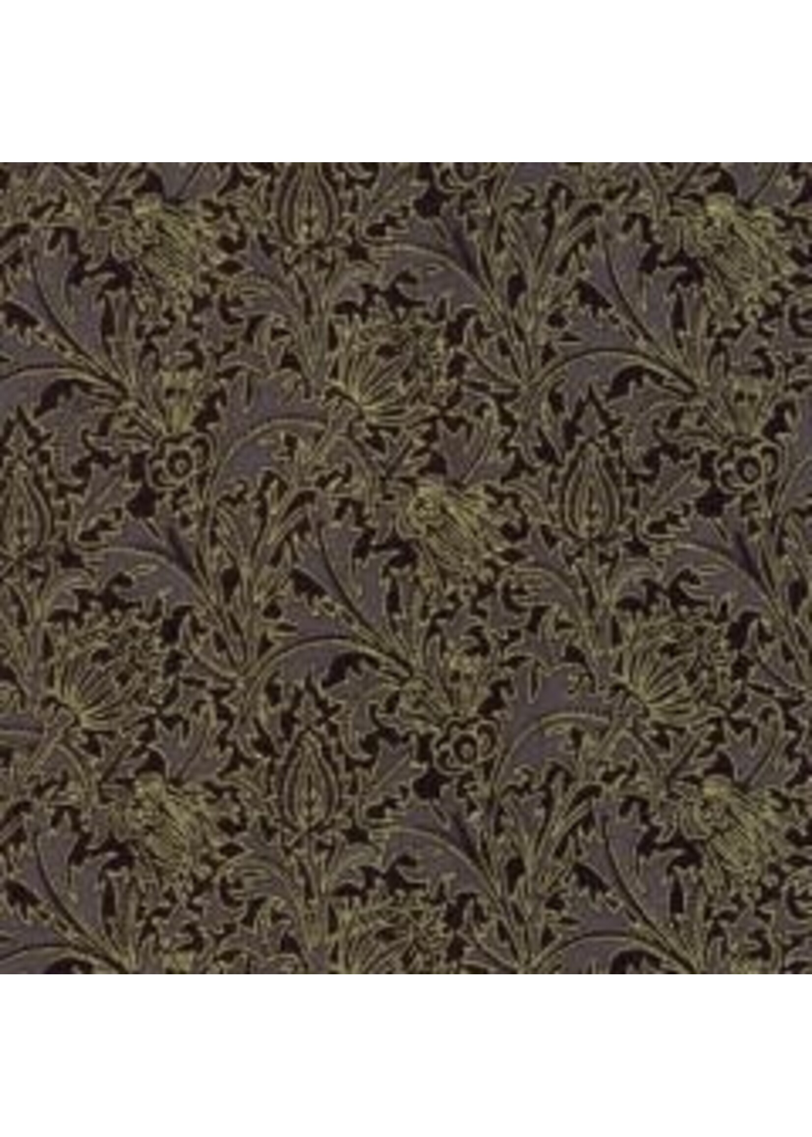 Moda Fabrics William Morris- Morris Holliday Metallic - Ebony - Coupon - 25 cm x 120 cm