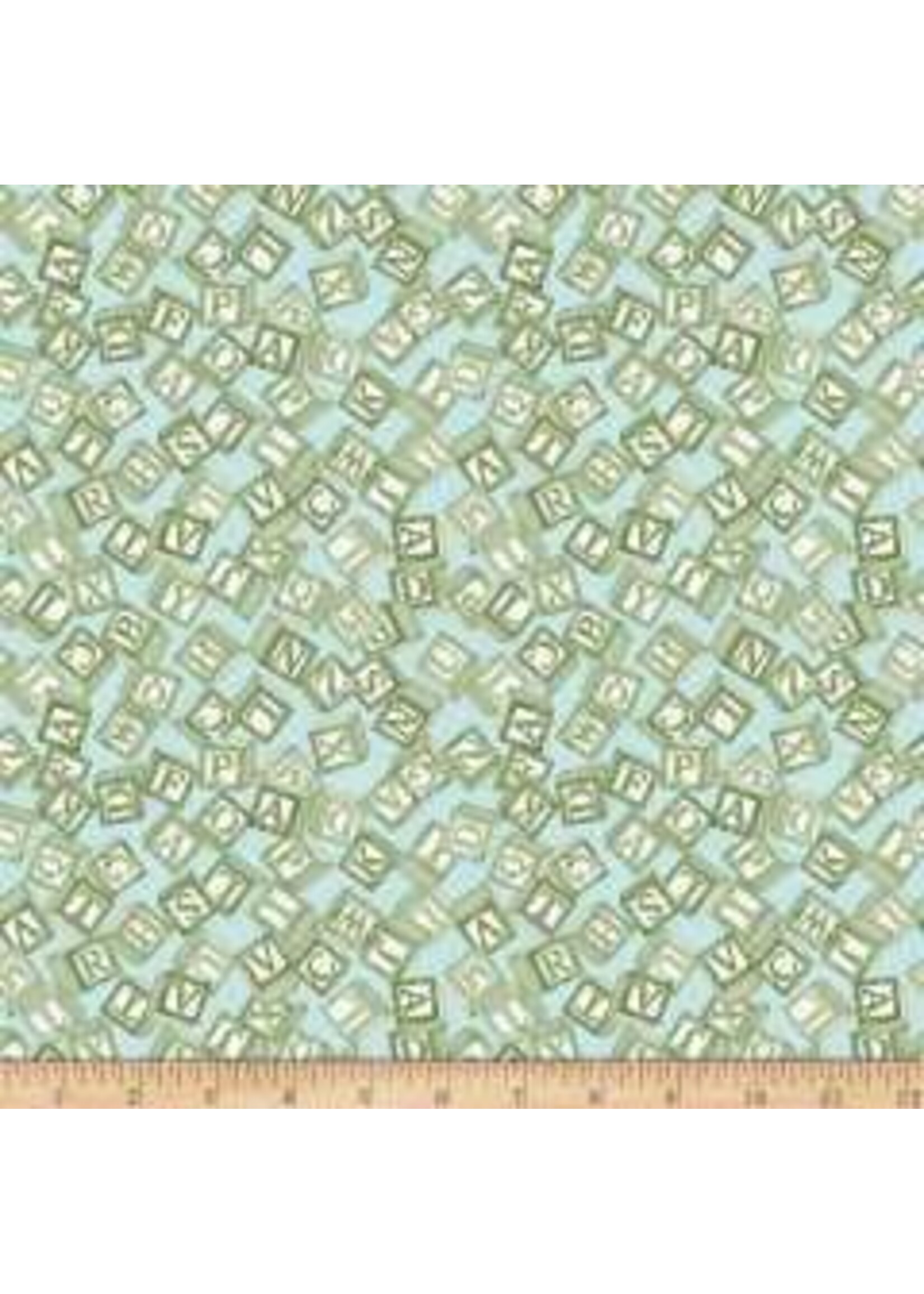 QT Fabrics Toyland - Wooden Blocks - Green - Coupon - 90 cm x 110 cm