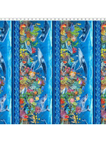 In The Beginning Calypso II - Border - Blue - 21CAL1 - Coupon - 40 cm x 110 cm