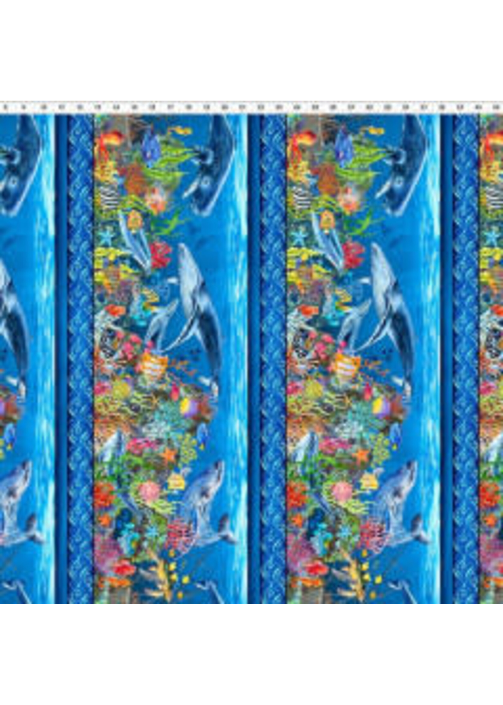 In The Beginning Calypso II - Border - Blue - 21CAL1 - Coupon - 40 cm x 110 cm