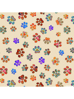QT Fabrics Quilt Room Kitties - Paw Prints - Cream - 6202-345
