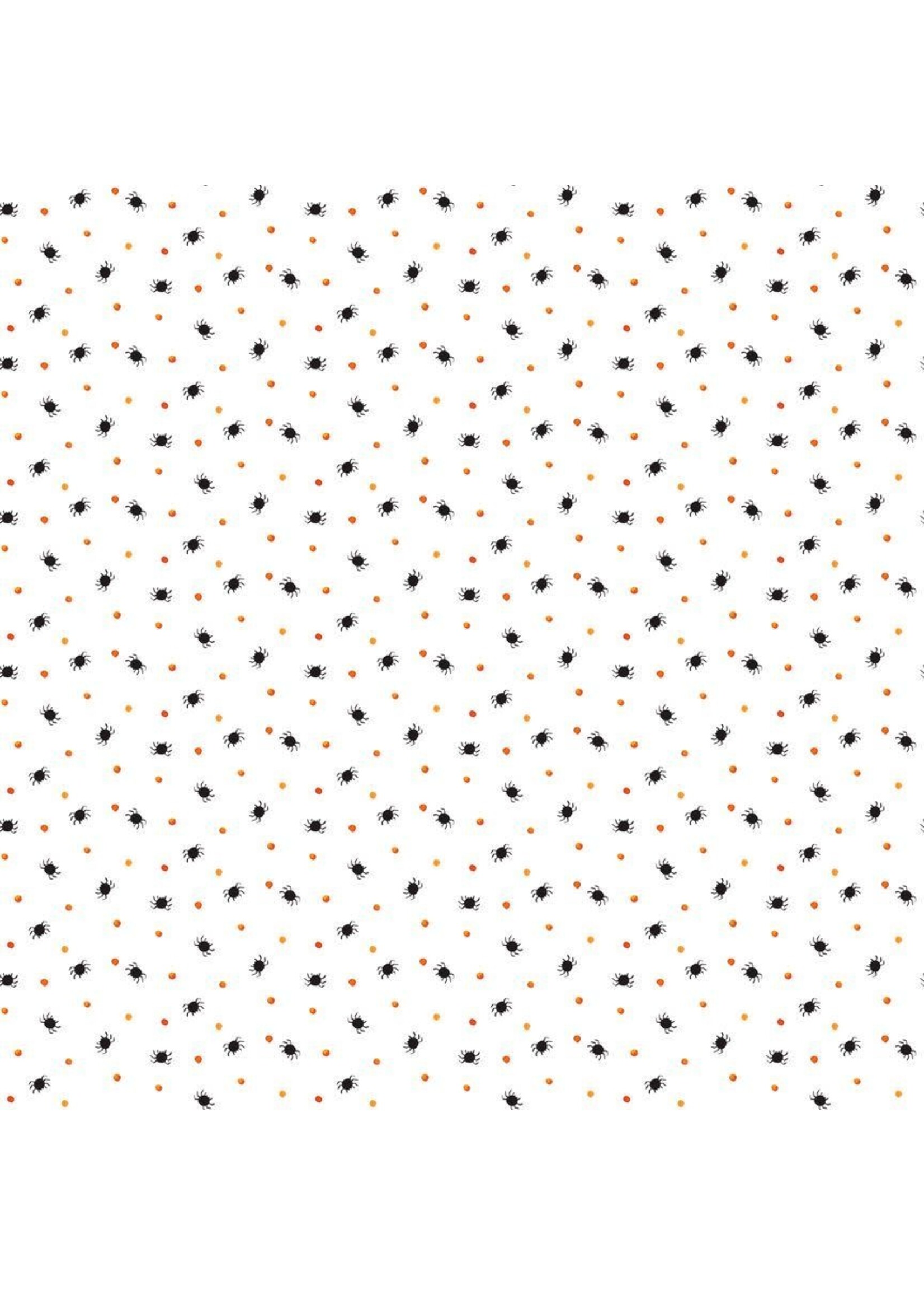 Timeless Treasures Boo - Tiny Spiders & Dots - White - CD2935