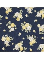 Stof Fabrics Sofie Rose - Bouquet - Blue - Coupon - 80 cm x 110 cm