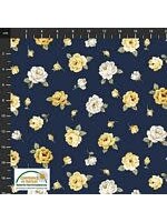 Stof Fabrics Sofie Rose - Rose - Blue - Coupon - 90 cm x 110 cm