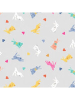 Makower Spring - Rabbits - Grey - Coupon - 45 cm x 110 cm