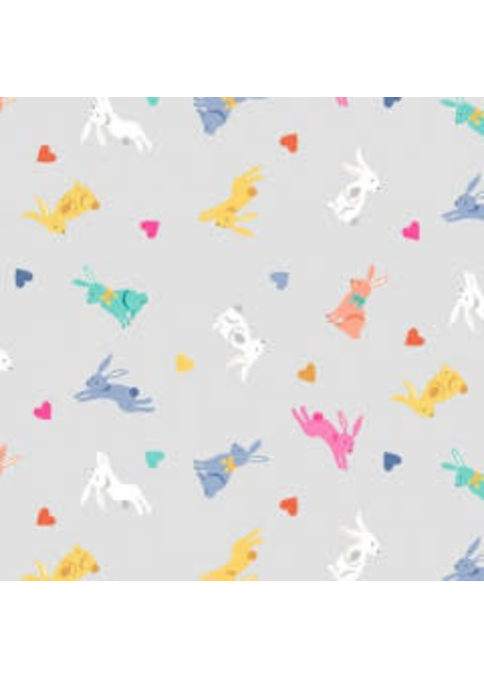 Makower Spring - Rabbits - Grey - Coupon - 45 cm x 110 cm
