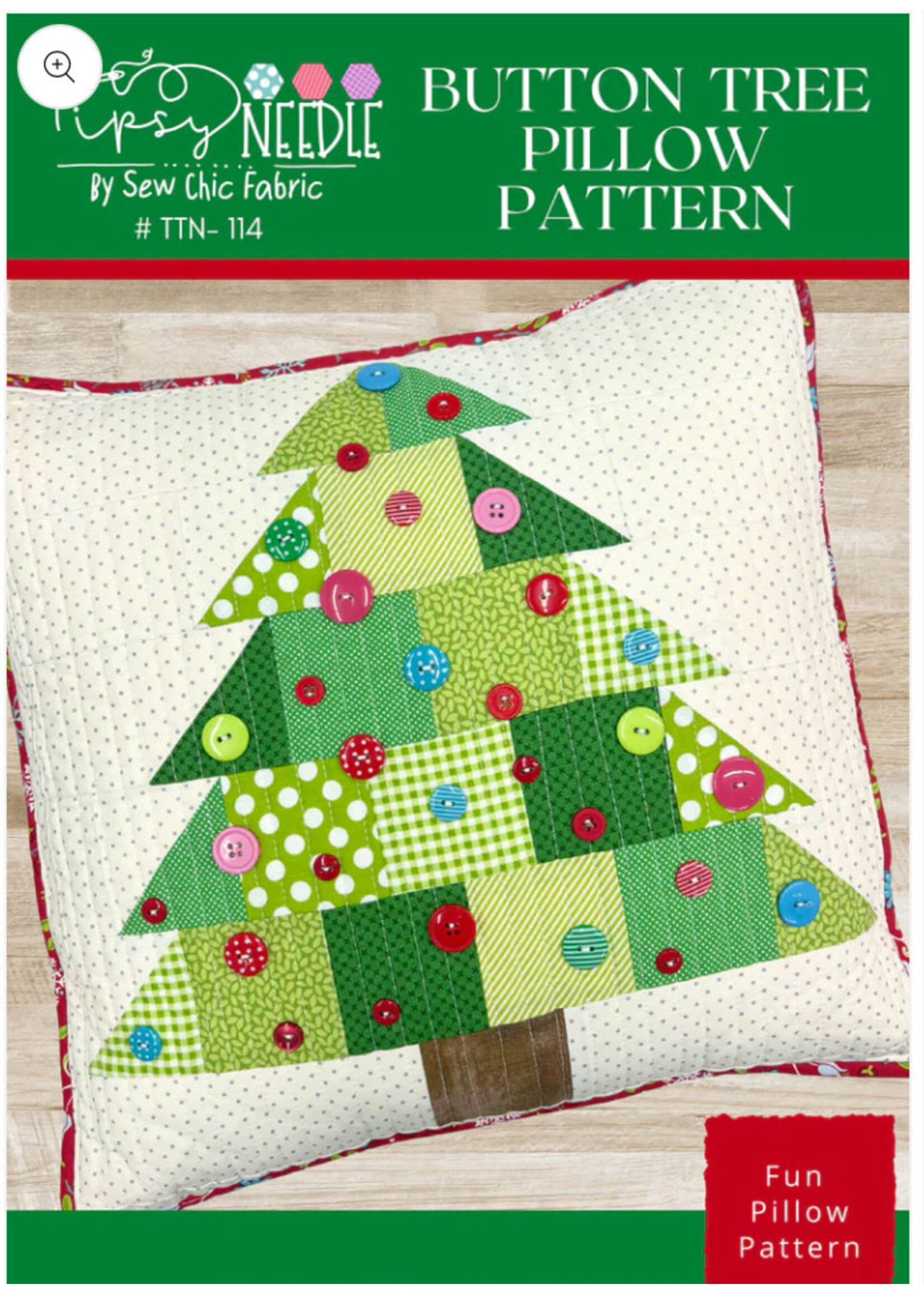The Tipsy Needle Patroon - Button Tree Pillow - 114