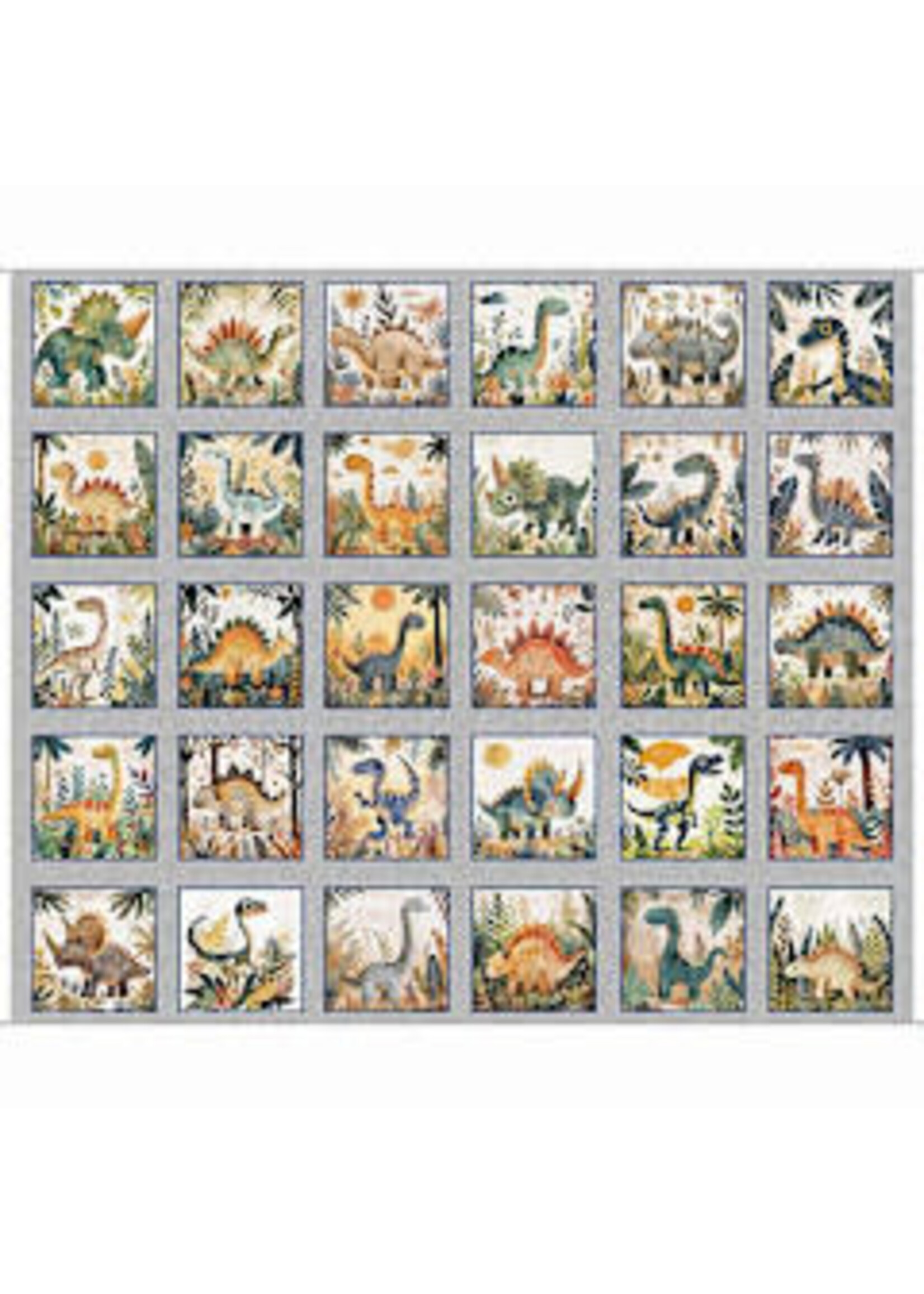 QT Fabrics Panel - Dinoroars - 90 cm x 110 cm