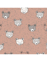 Stof Fabrics Wolly Bear - Baby Bear - Pink - Coupon - 75 cm x 110 cm