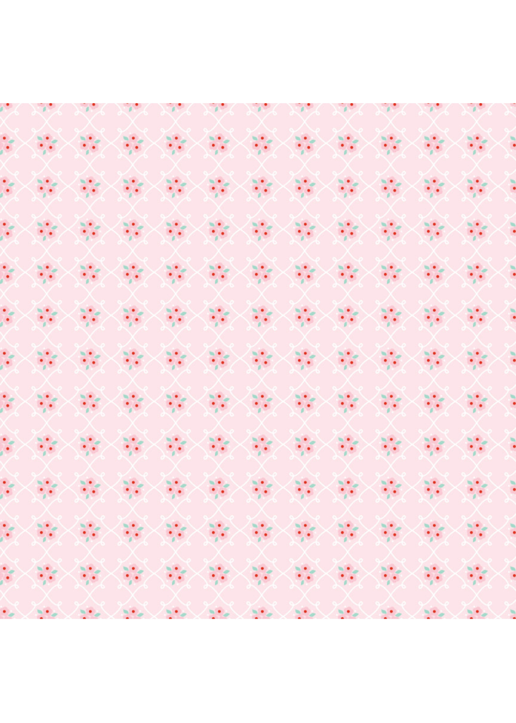 Poppie Cotton Market Day - Rosie Fence - Pink
