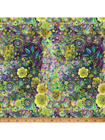 Hoffman Fabrics Whimsical Flower Garden - Lime - W5536-71