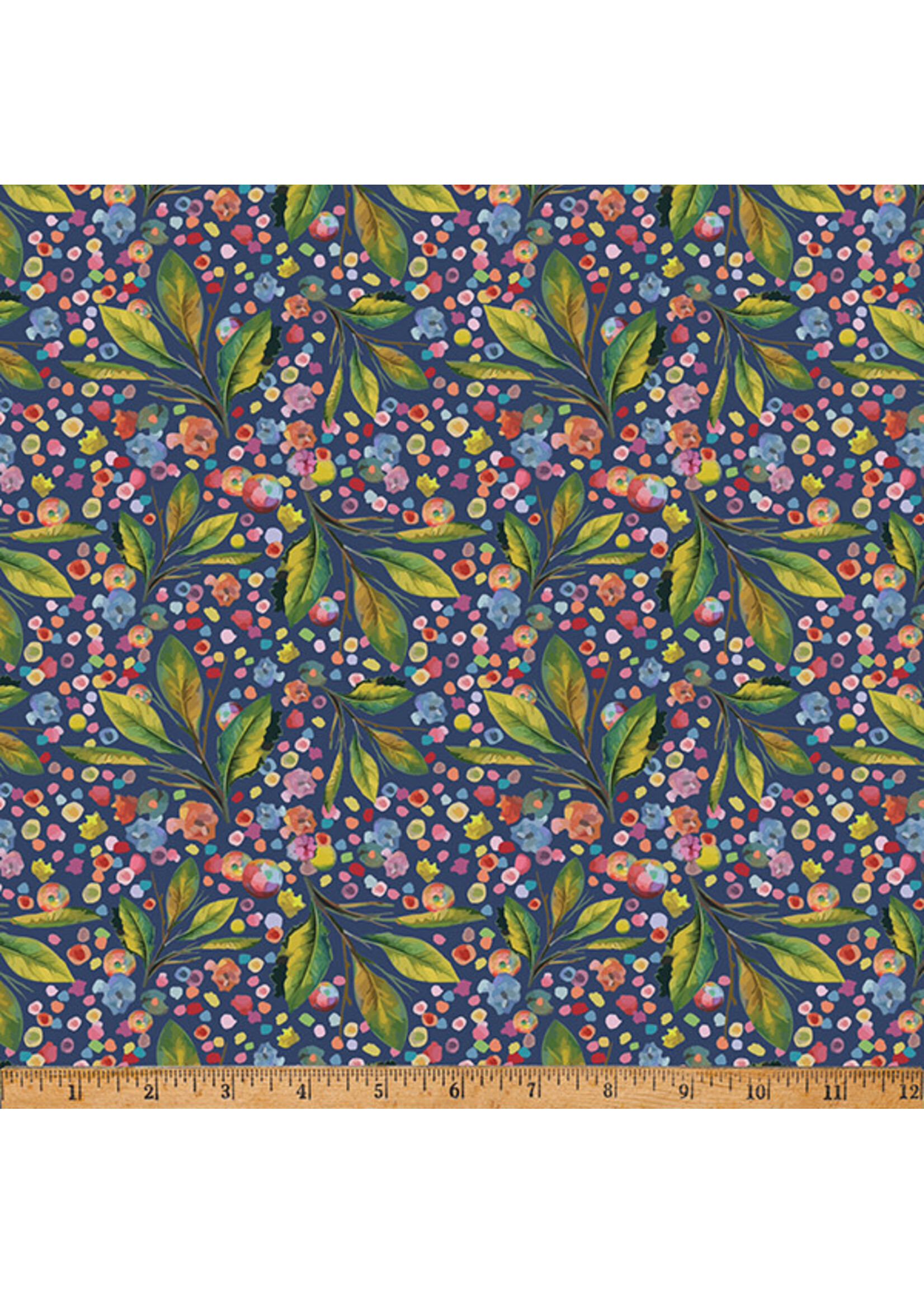 Hoffman Fabrics Whimsical Flower Garden - Navy - W5539-19