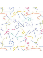 Stof Fabrics Handmade With Love - Naald & Draad - Wit - Coupon - 80 cm x 110 cm