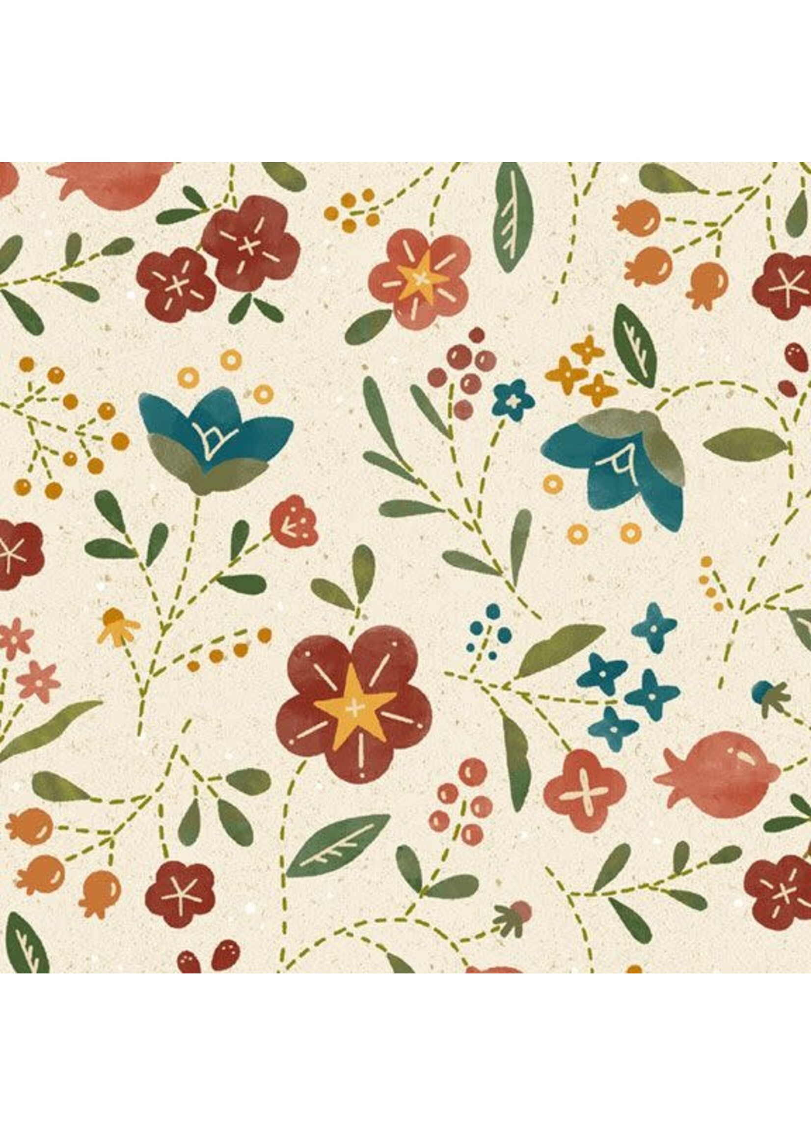Marcus Fabrics Woolly Whims - Floral - Cream