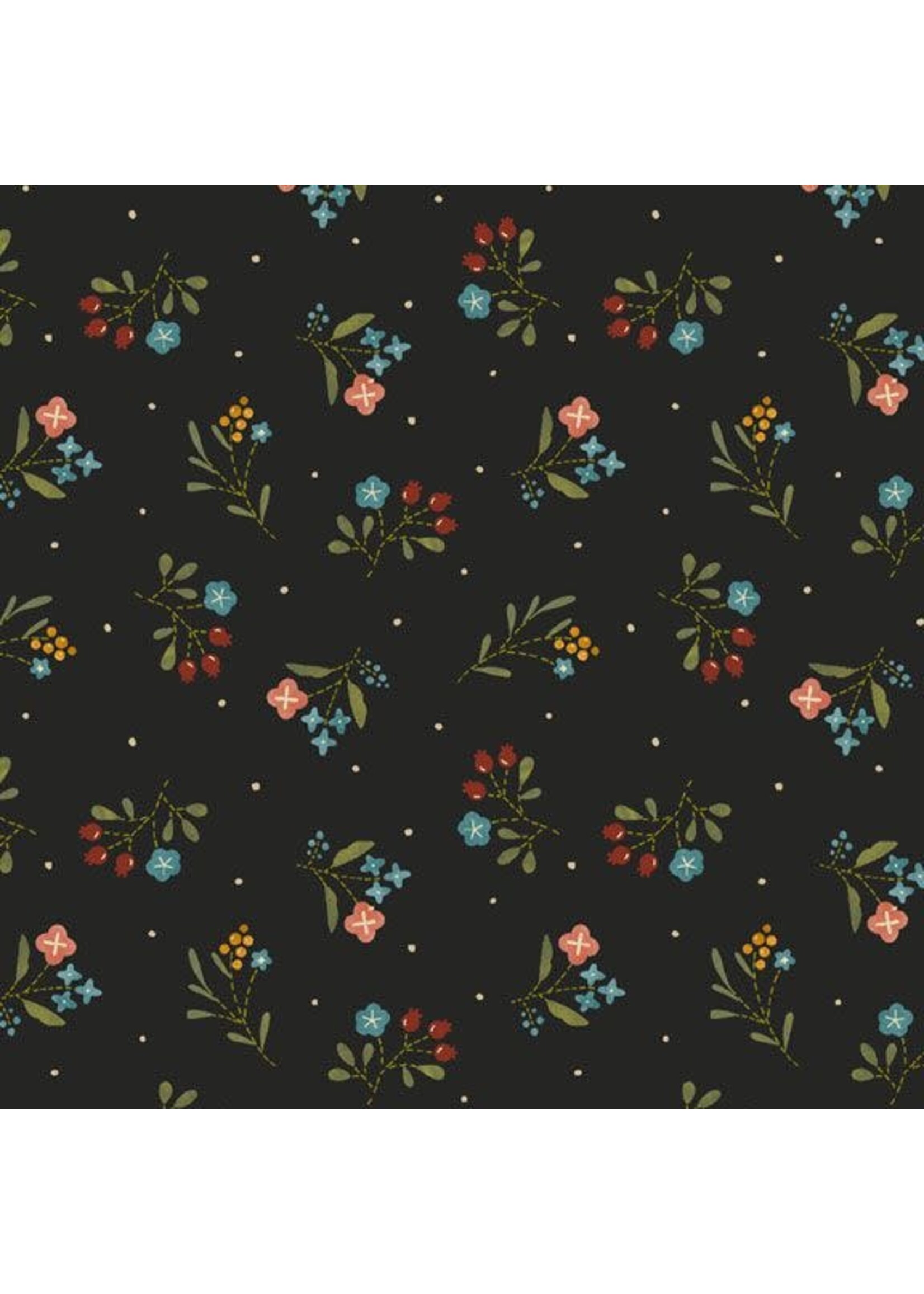 Marcus Fabrics Woolly Whims - Floral - Black