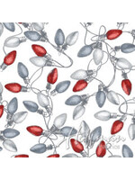 Hoffman Fabrics Cardinal Carols - Lights - Sliver on White - Coupon - 105 cm x 110 cm