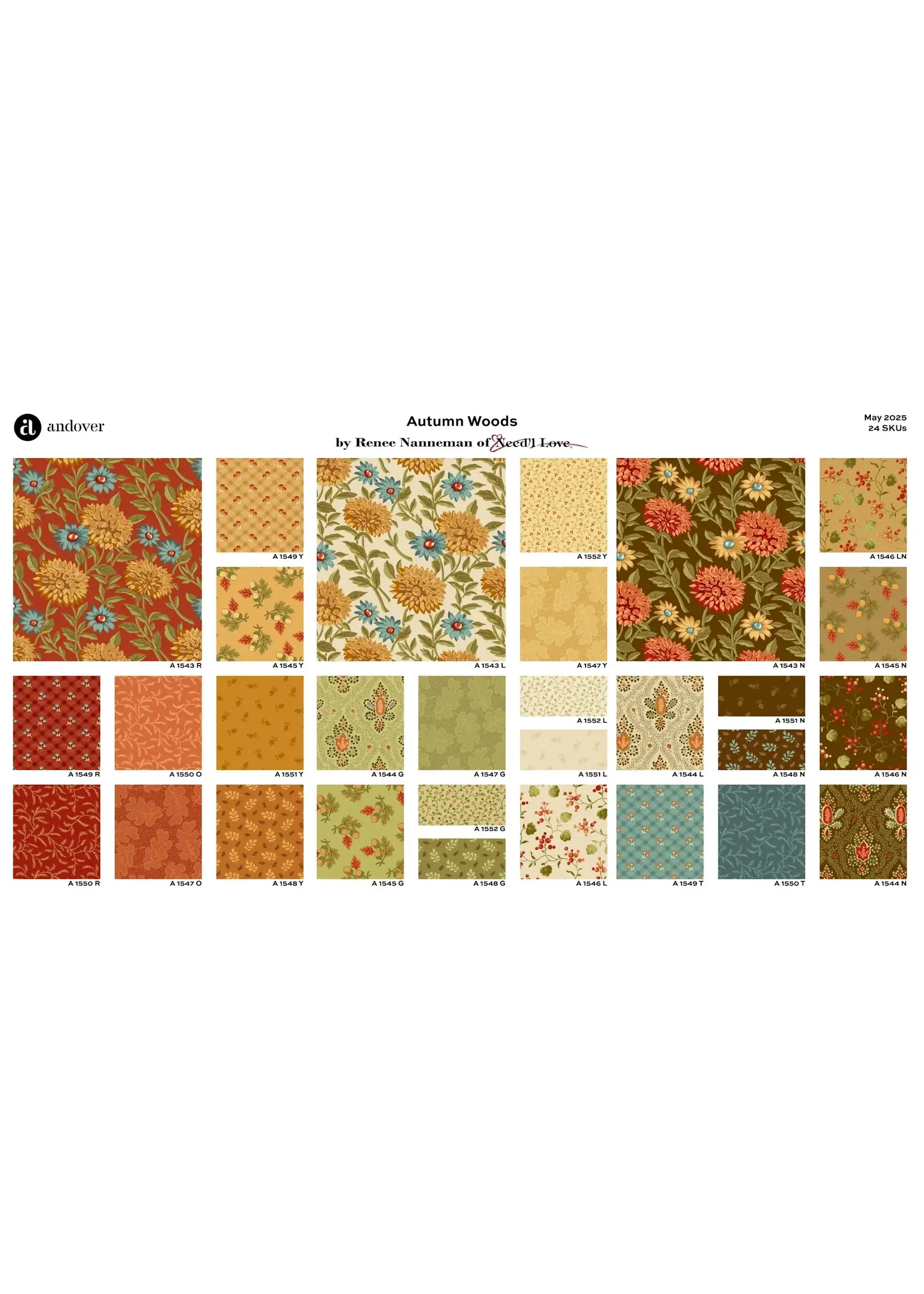 Andover Fabrics Charm Pack - Autumn Woods - Renee Nanneman - 5x5 inch - 42 Vierkanten