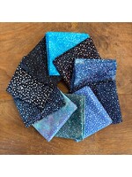 Hoffman Fabrics Stofpakket - Batik dots blauw  -  10 Long Eights