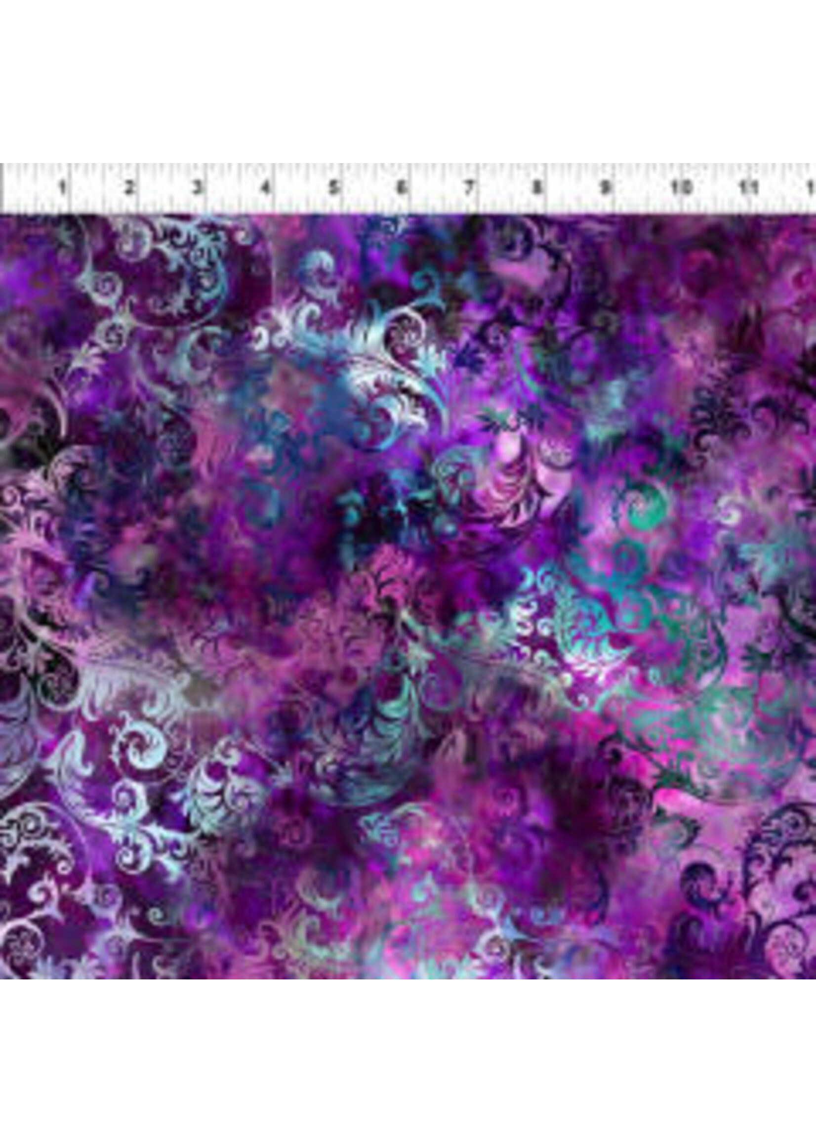In The Beginning Floragraphix V - Leaf Swirl - Purple - Coupon - 90 cm x 110 cm