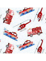 Stof Fabrics Everyday Heroes - Fireman - Red - Coupon - 90 cm x 110 cm