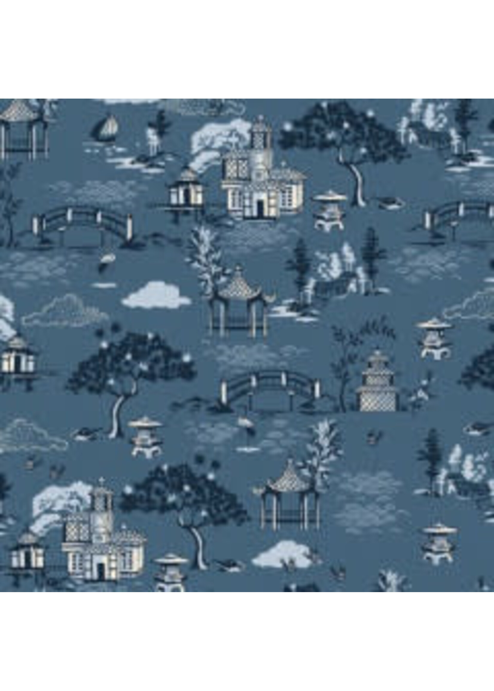 Makower Indigo - Scene - Blue - Coupon - 75 cm x 110 cm