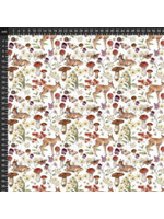 Figo Fabrics Heavenly Hedgerow - Deer - White Multi - Coupon - 75 cm x 110 cm