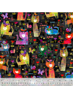Windham Fabrics Catsville - Clutter Cats - Night - Coupon - 55 cm x 110 cm