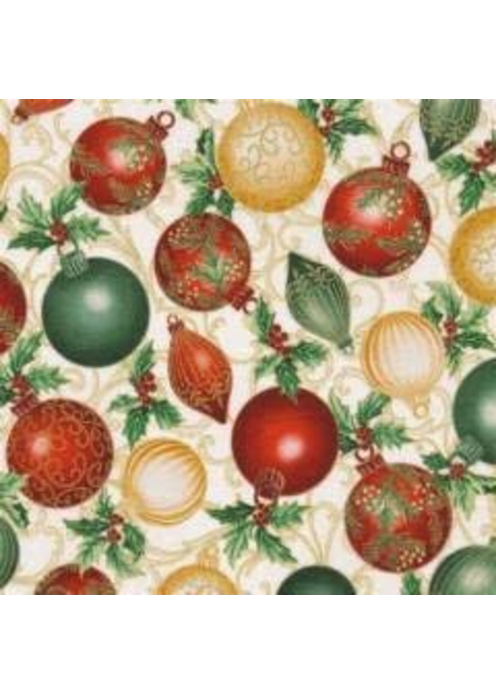 Hoffman Fabrics Christmas Splendor - Ball - Natural-Gold - Coupon - 40 cm x 110 cm