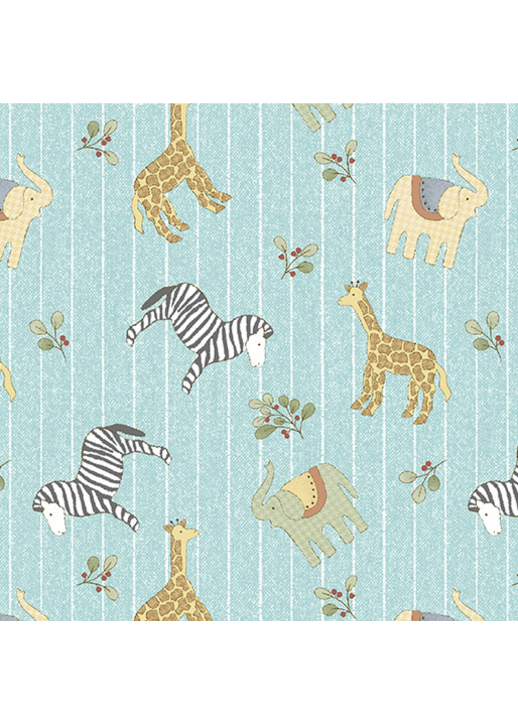 Benartex Studio ABC's - Jungle - Pinstripe - Turquoise