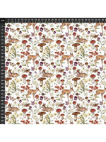 Figo Fabrics Heavenly Hedgerow - Deer - White Multi