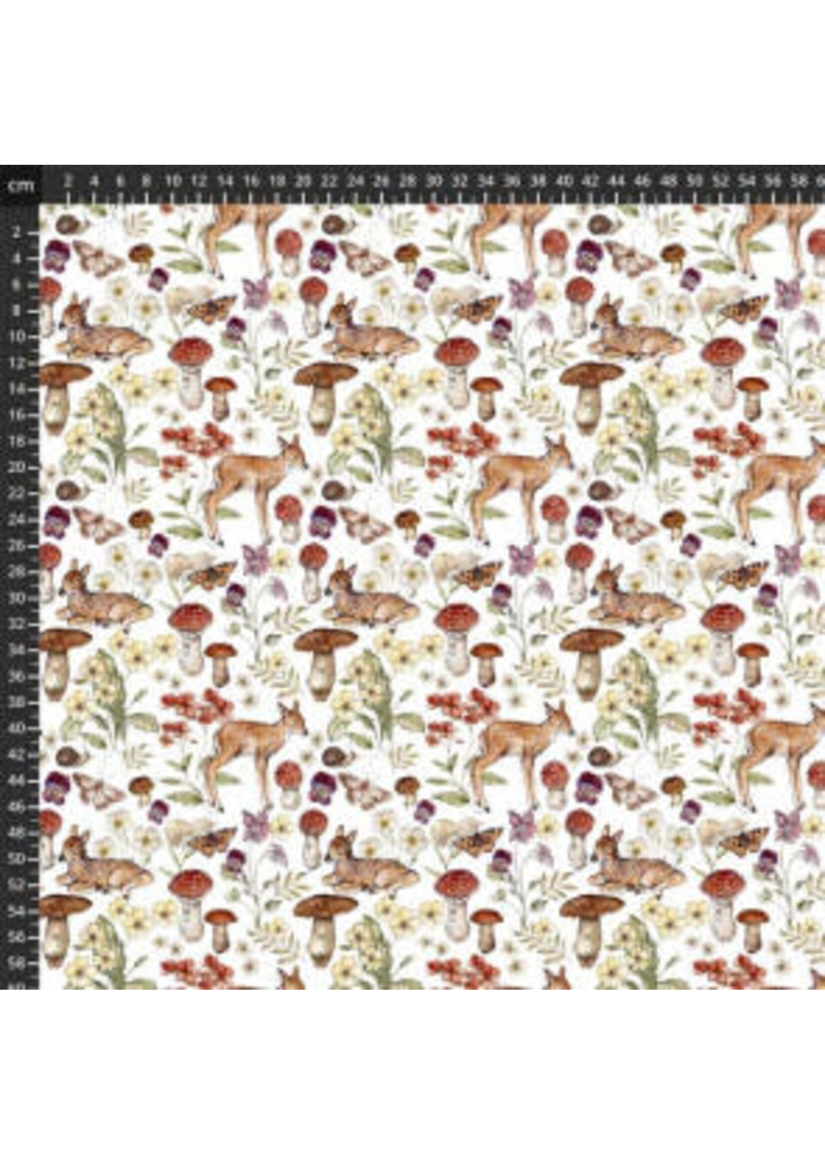 Figo Fabrics Heavenly Hedgerow - Deer - White Multi