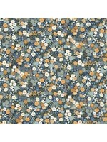 Makower Mini Floral - Navy-Gold - Coupon - 75 cm x 110 cm