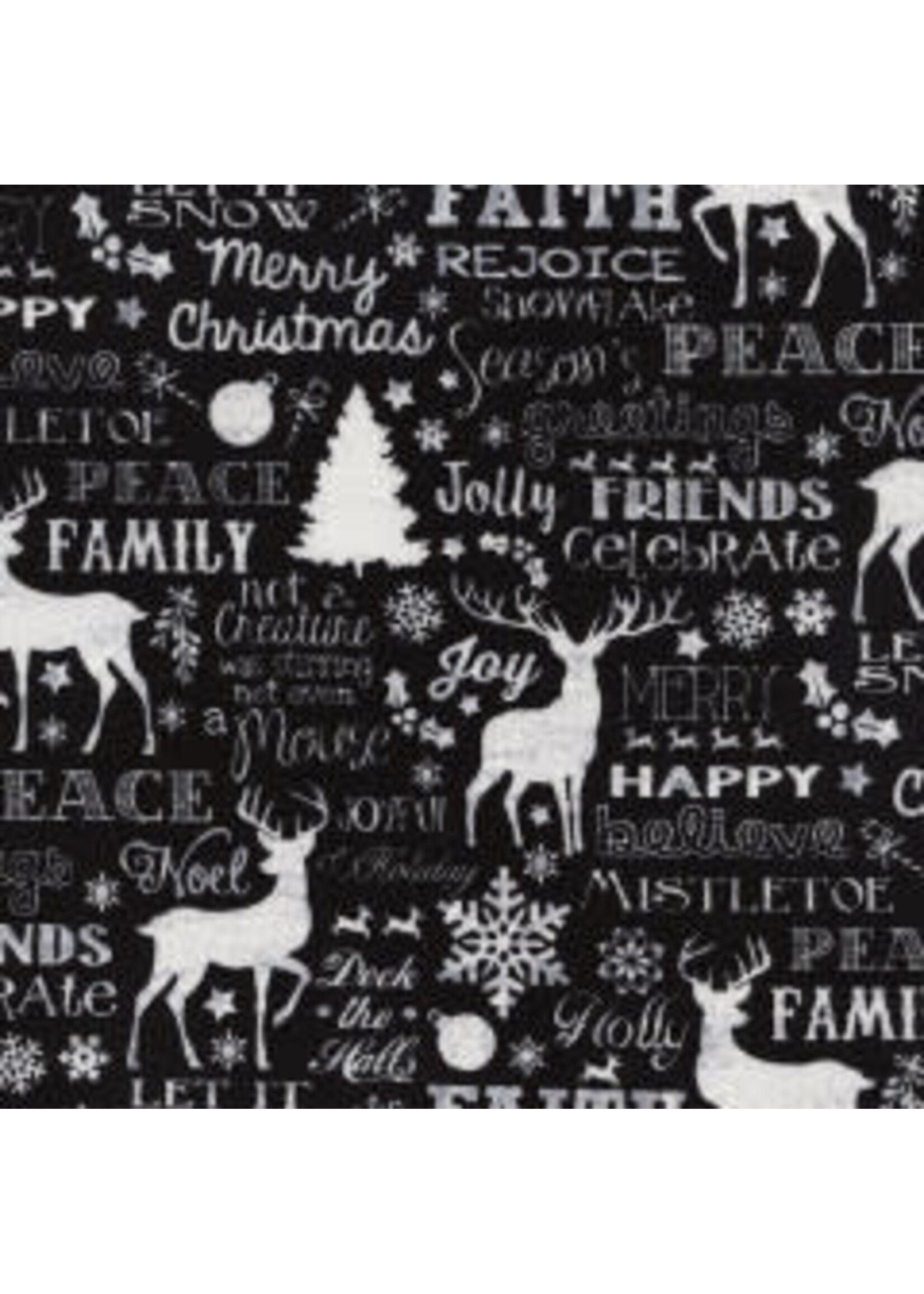 Timeless Treasures Joy - Black - Coupon - 85 cm x 110 cm