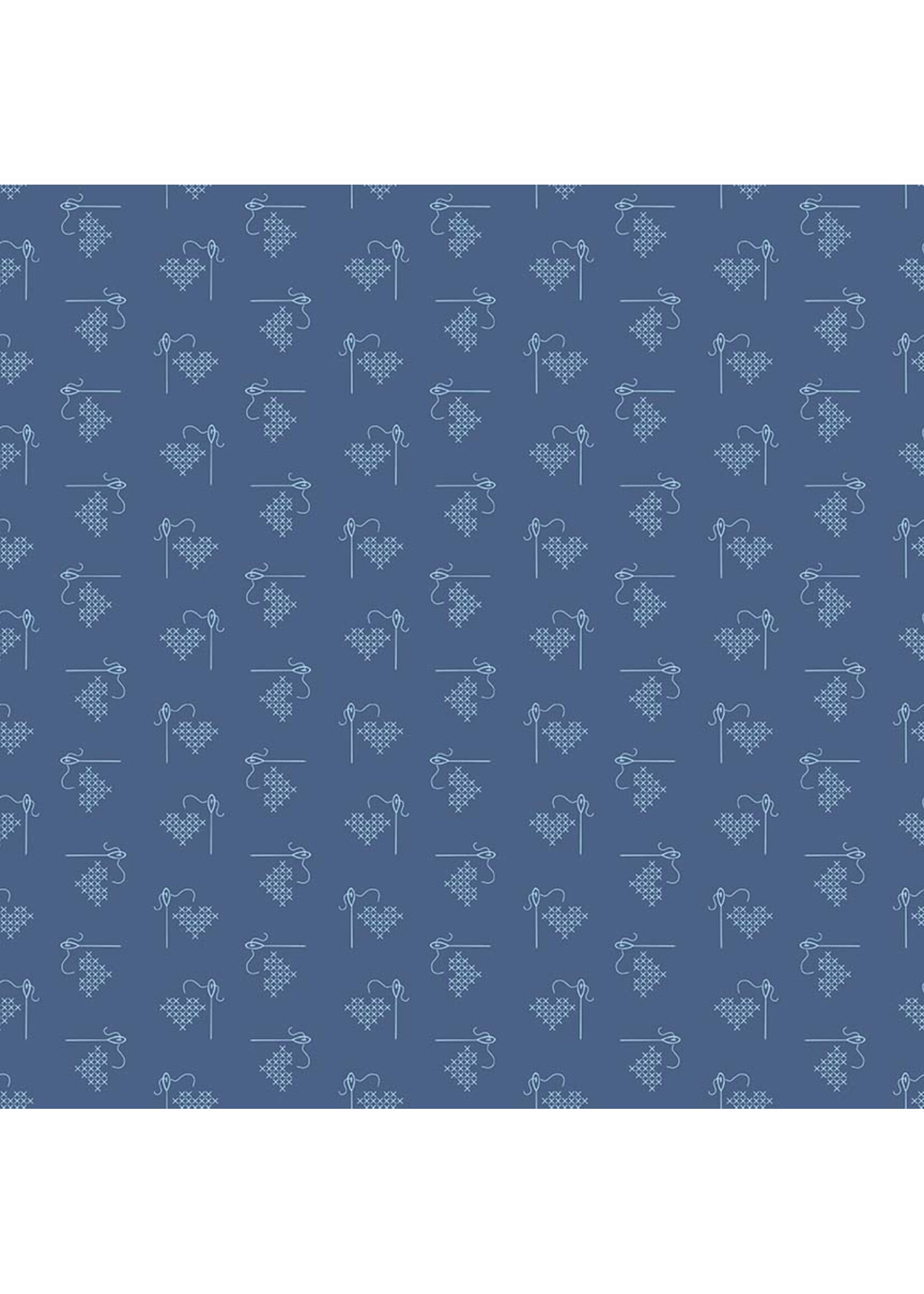 Riley Blake Designs Lori Holt - Bee Basics - Heart - Blue - C6401