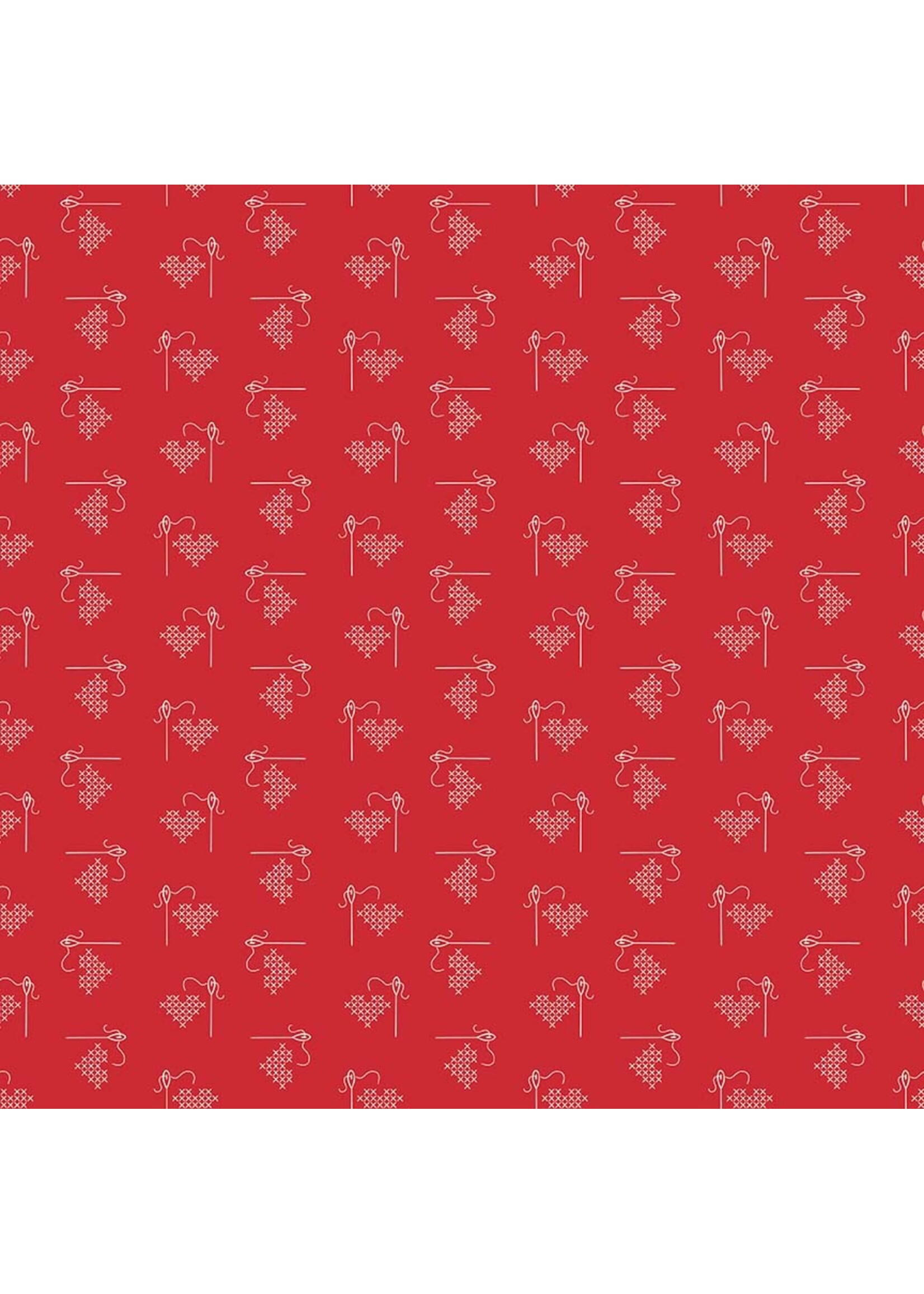 Riley Blake Designs Lori Holt - Bee Basics - Heart - Red - C6401