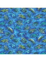 Benartex Studio Oceana - Sea Turtle - Ultra Blue - Coupon - 210 cm x 275 cm