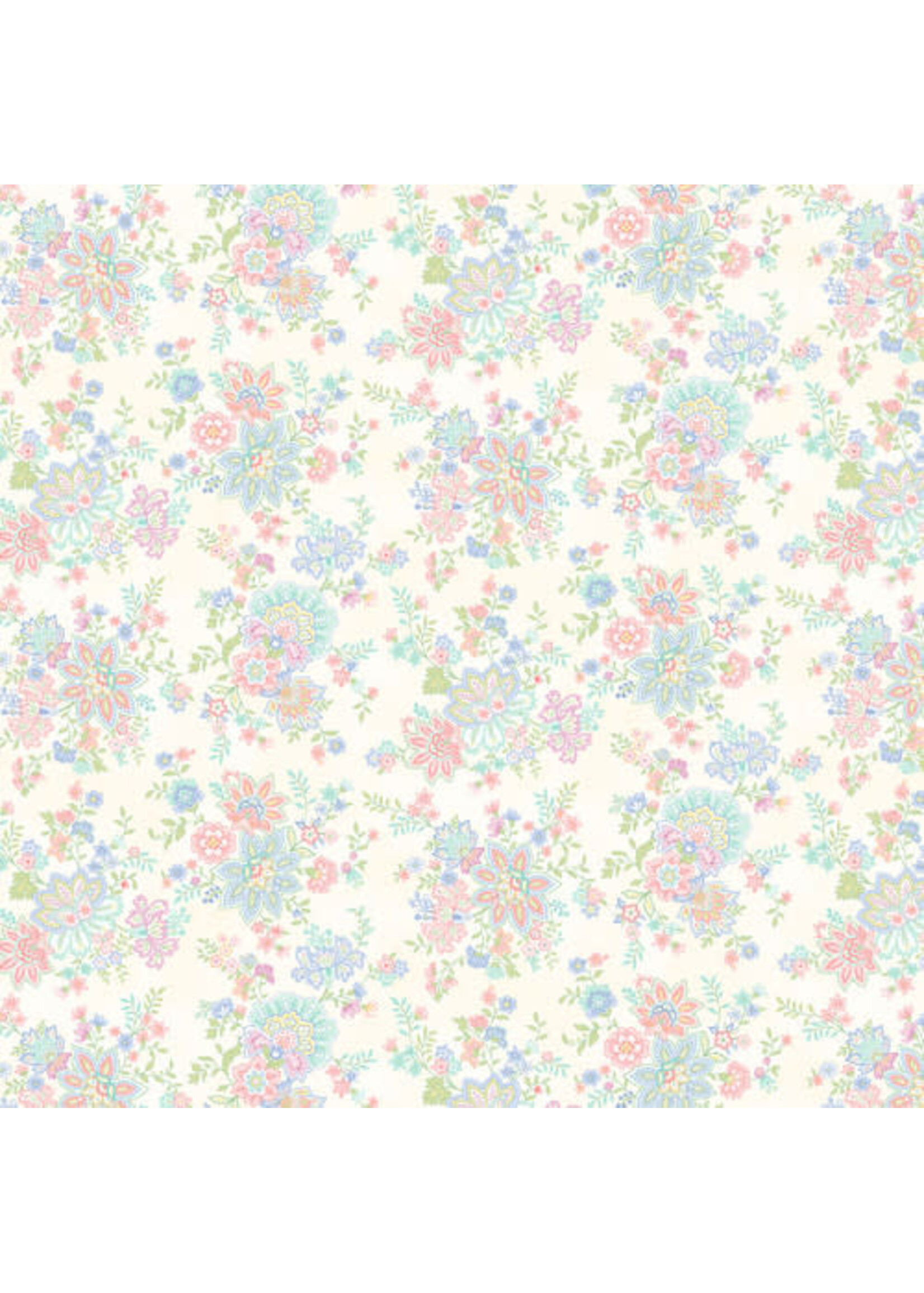 Henry Glass Fabrics Dorothy Jean s Flower Garden - Floral Allover - Cream - 676